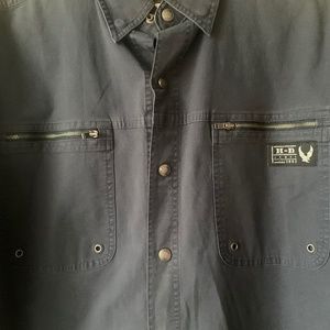 Harley Davidson Auth. Snap Button LG Sleeve Shirt Embroidered Upside DownLogo